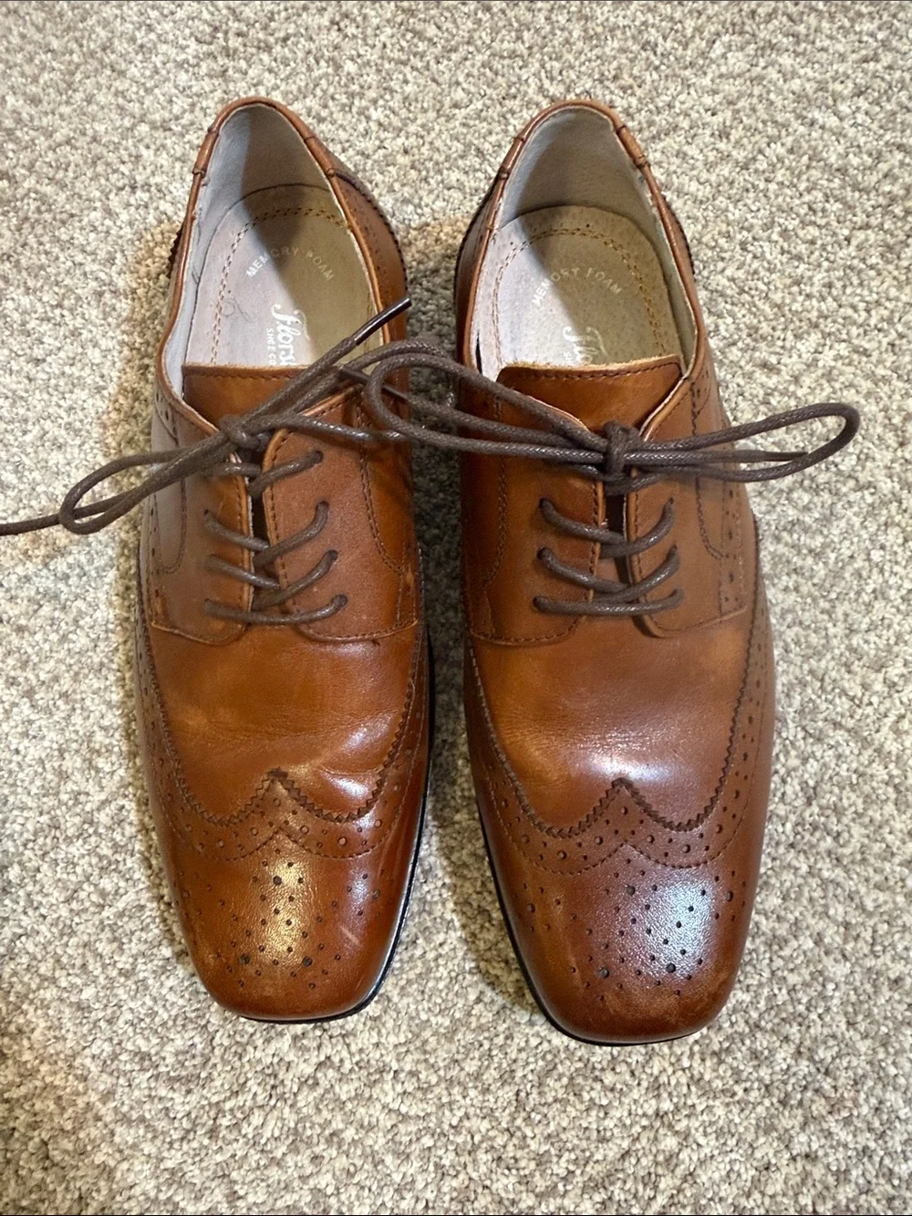 Florsheim Kids Brown Leather Wingtip Dress Shoes